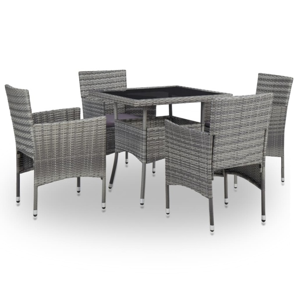 Set Mobilier De Exterior 5 Piese Gri Poliratan Si Sticlă 46174